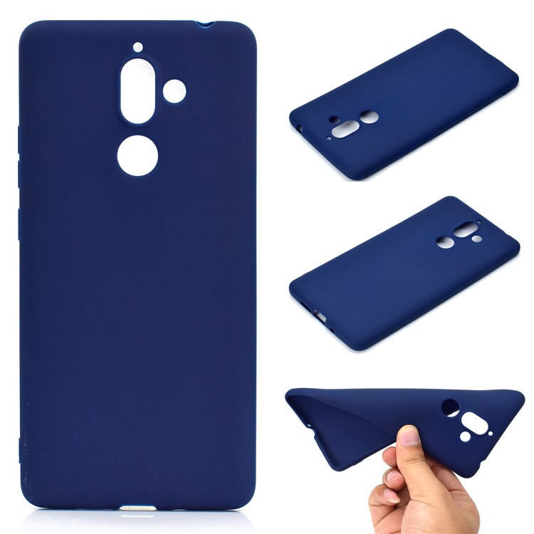 Soft Matte TPU Cell Phone Case for Nokia 7 plus - Dark Blue-1