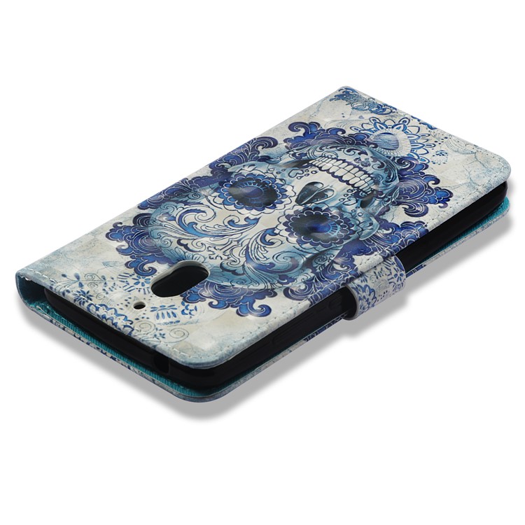 Pattern Printing Cell Phone Leather Wallet Case for Nokia 2.1 - Flowered Skull-8