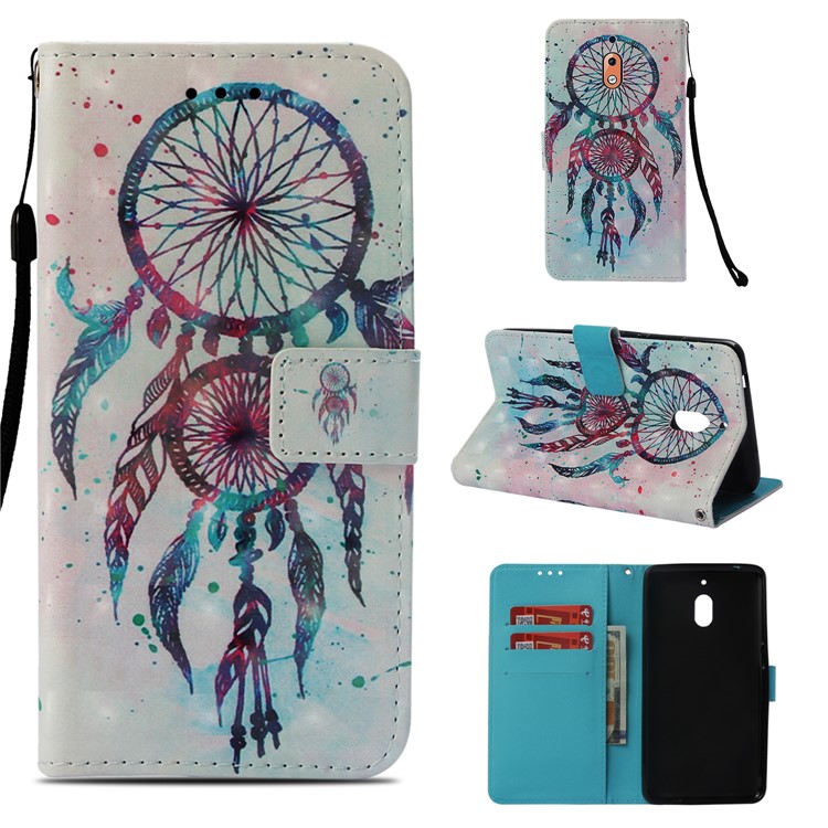 Pattern Printing Mobile Phone Leather Wallet Case for Nokia 2.1 - Dream Catcher-1