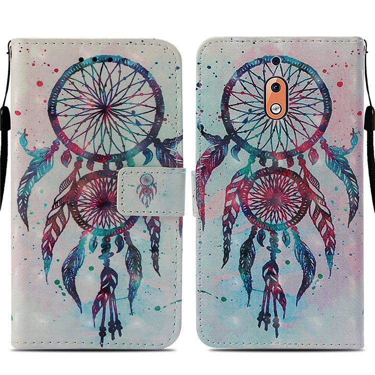 Pattern Printing Mobile Phone Leather Wallet Case for Nokia 2.1 - Dream Catcher-3