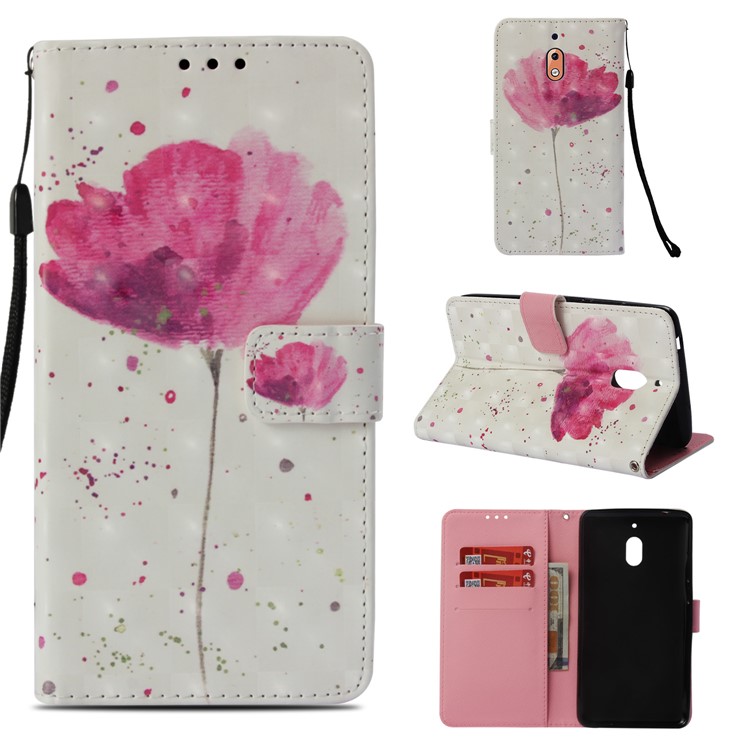 Pattern Printing Stand Leather Wallet Case for Nokia 2.1 - Vivid Flower-1