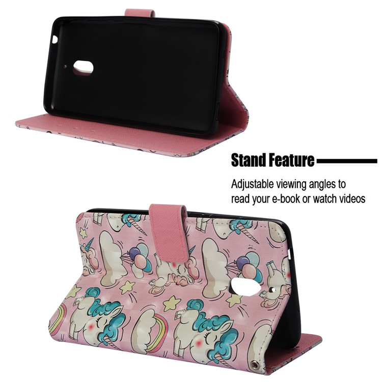 Pattern Printing Wallet Leather Stand Cover for Nokia 2.1 - Unicorn-4