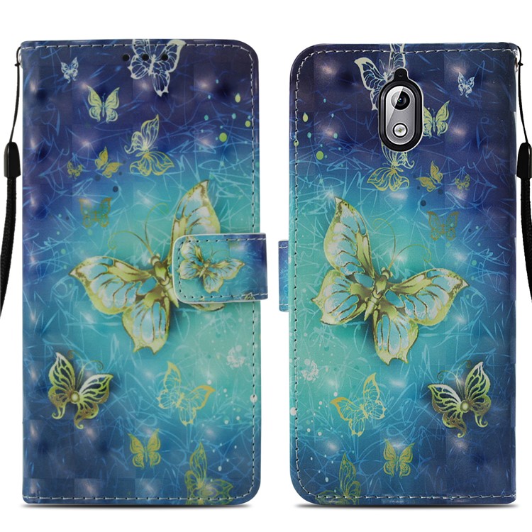 Pattern Printing Leather Wallet Case for Nokia 3.1 - Butterfly Pattern-3