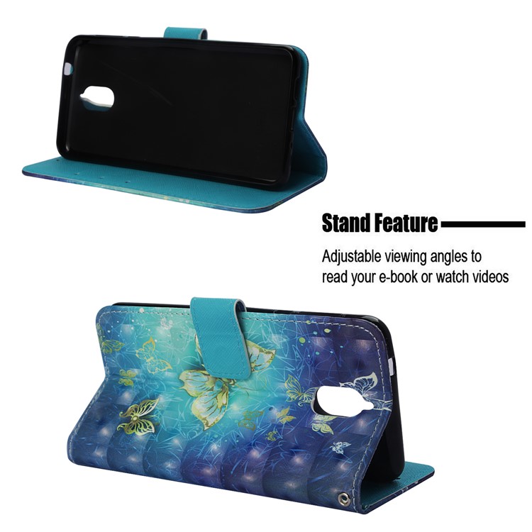 Pattern Printing Leather Wallet Case for Nokia 3.1 - Butterfly Pattern-4