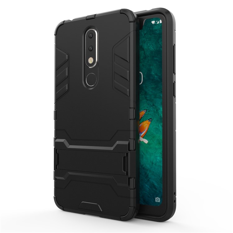 Cool Guard Plastic + TPU Hybrid Phone Case with Kickstand for Nokia 5.1 Plus / X5 - Black-2