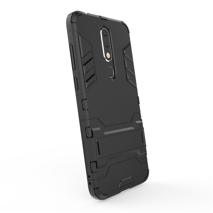 Cool Guard Plastic + TPU Hybrid Phone Case with Kickstand for Nokia 5.1 Plus / X5 - Black-4