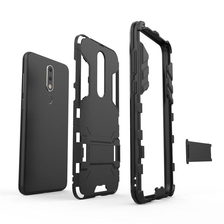 Cool Guard Plastic + TPU Hybrid Phone Case with Kickstand for Nokia 5.1 Plus / X5 - Black-8