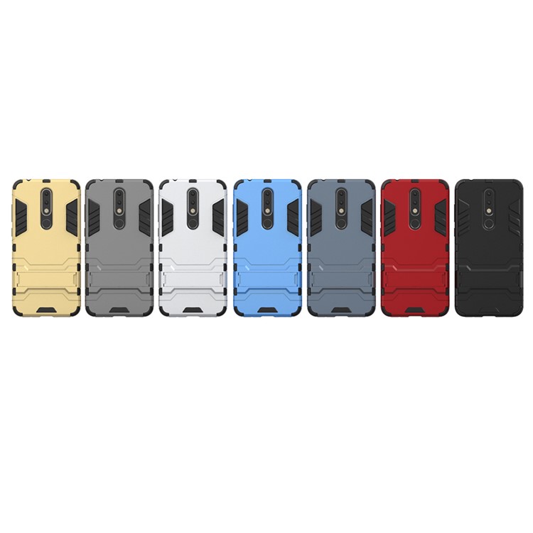 Cool Guard Plastic + TPU Hybrid Phone Case with Kickstand for Nokia 5.1 Plus / X5 - Black-9