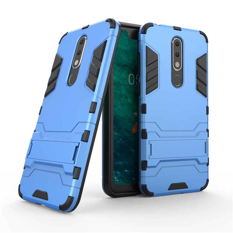 Cool Guard Plastic + TPU Hybrid Cellphone Case with Kickstand for Nokia 5.1 Plus / X5 - Baby Blue-1