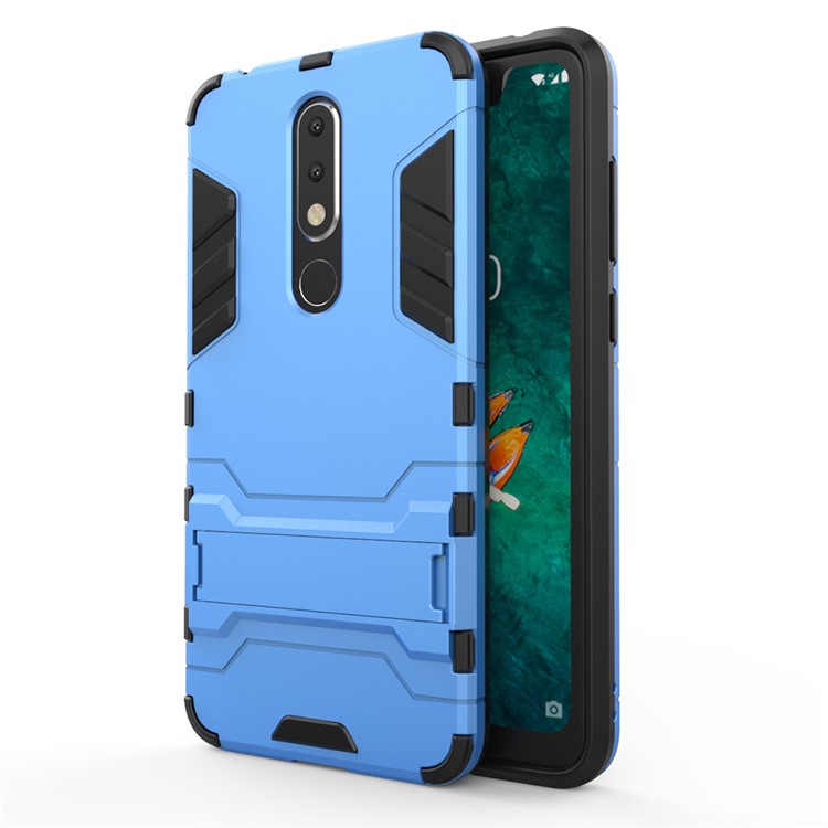 Cool Guard Plastic + TPU Hybrid Cellphone Case with Kickstand for Nokia 5.1 Plus / X5 - Baby Blue-2