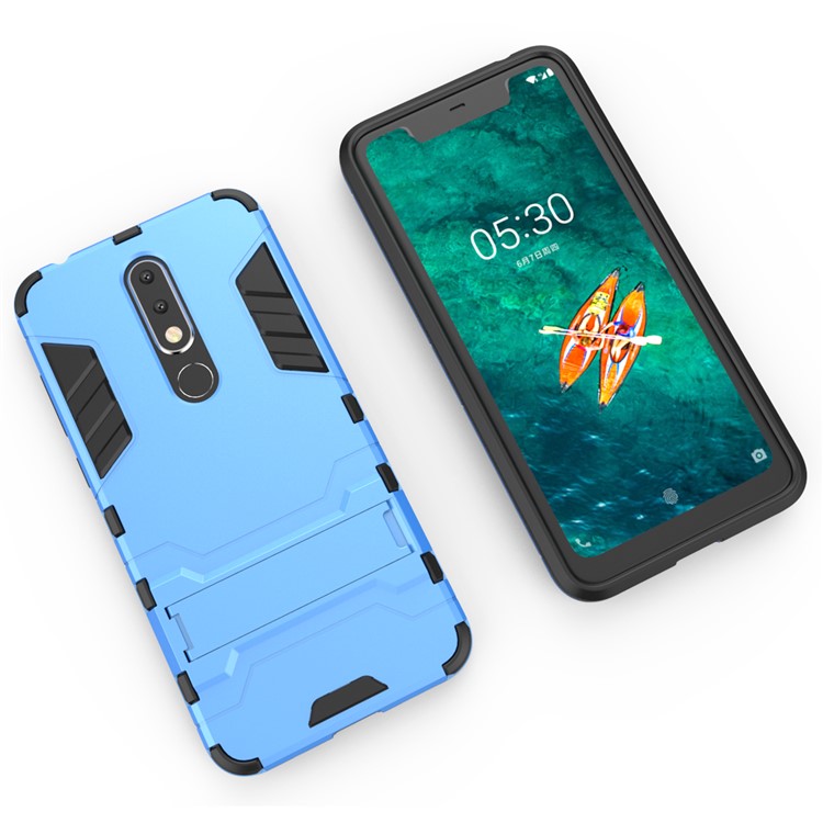 Cool Guard Plastic + TPU Hybrid Cellphone Case with Kickstand for Nokia 5.1 Plus / X5 - Baby Blue-3