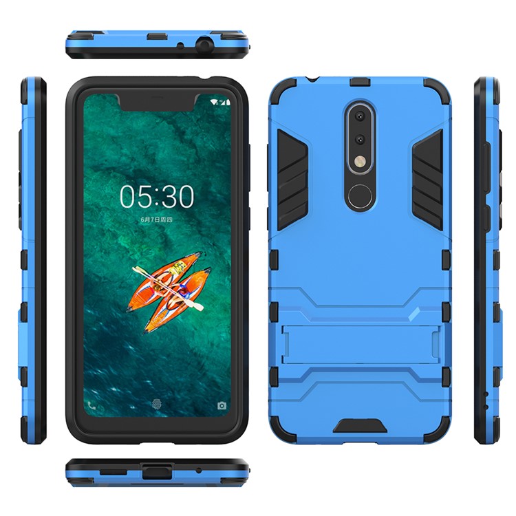 Cool Guard Plastic + TPU Hybrid Cellphone Case with Kickstand for Nokia 5.1 Plus / X5 - Baby Blue-4