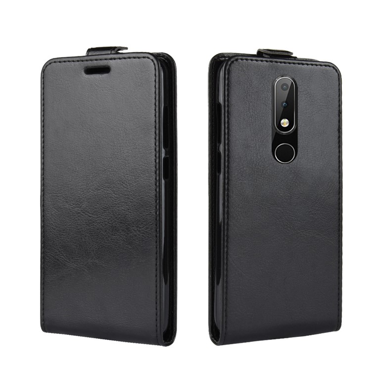 Crazy Horse Vertical Flip Card Holder Leather Case for Nokia 5.1 Plus / X5 - Black-2