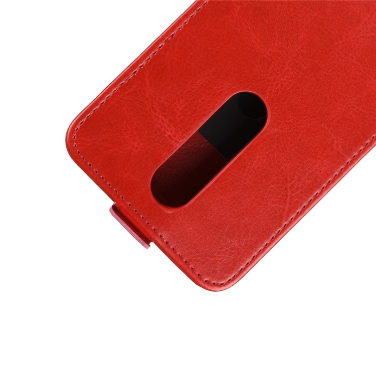 Crazy Horse Vertical Flip Card Holder Leather Shell for Nokia 5.1 Plus / X5 - Red-3