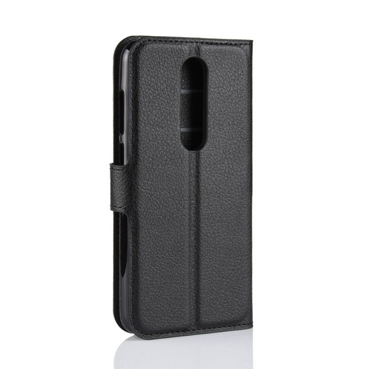 Litchi Skin Wallet Leather Stand Case for Nokia 5.1 Plus / X5 - Black-3