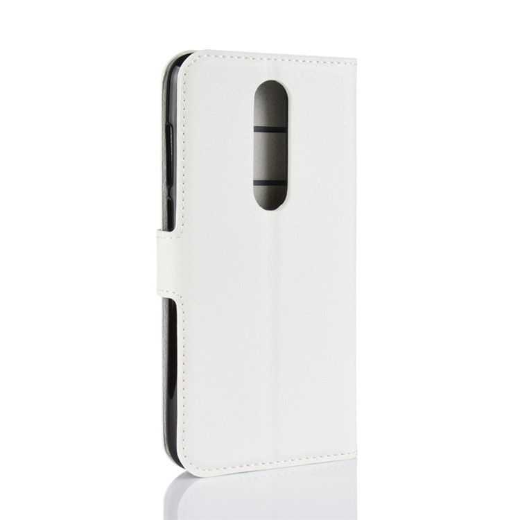 Litchi Skin Wallet Leather Stand Cover for Nokia 5.1 Plus / X5 - White-3