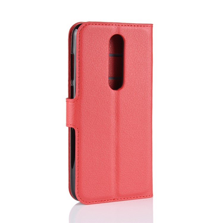 Litchi Skin Wallet Leather Phone Case for Nokia 5.1 Plus / X5 - Red-3