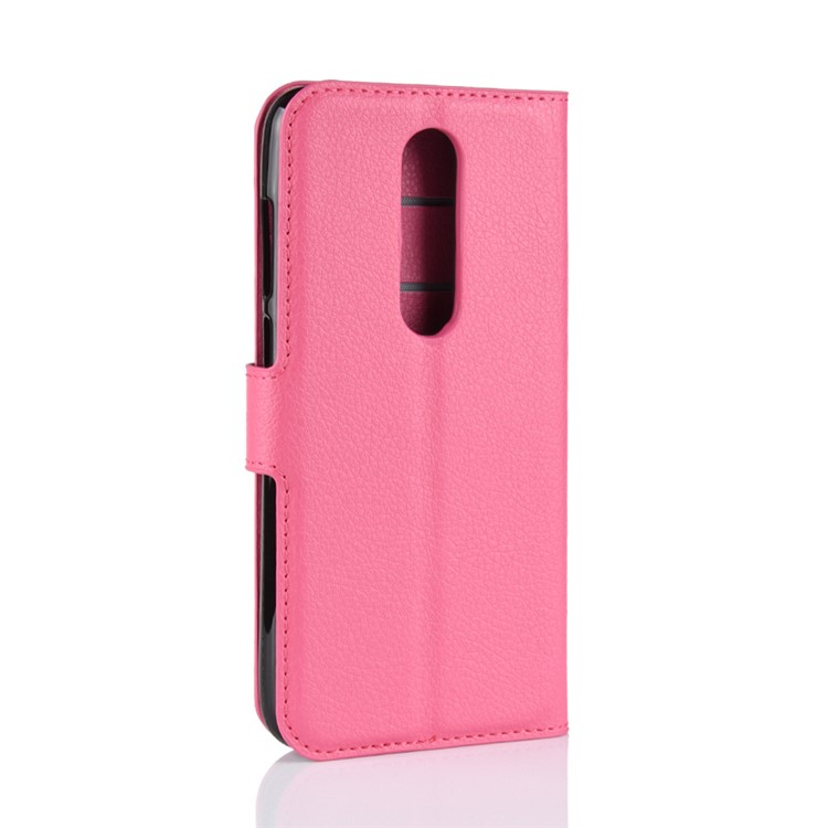 Litchi Skin Cell Phone Leather Stand Case for Nokia 5.1 Plus / X5 - Rose-3