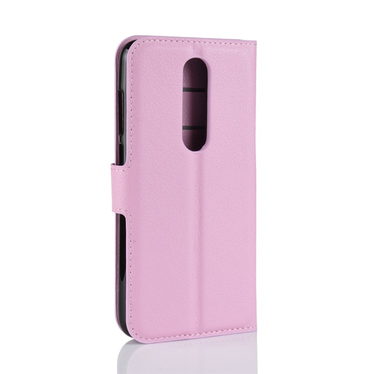 Litchi Skin Leather Stand Case with Card Slots for Nokia 5.1 Plus / X5 - Pink-3
