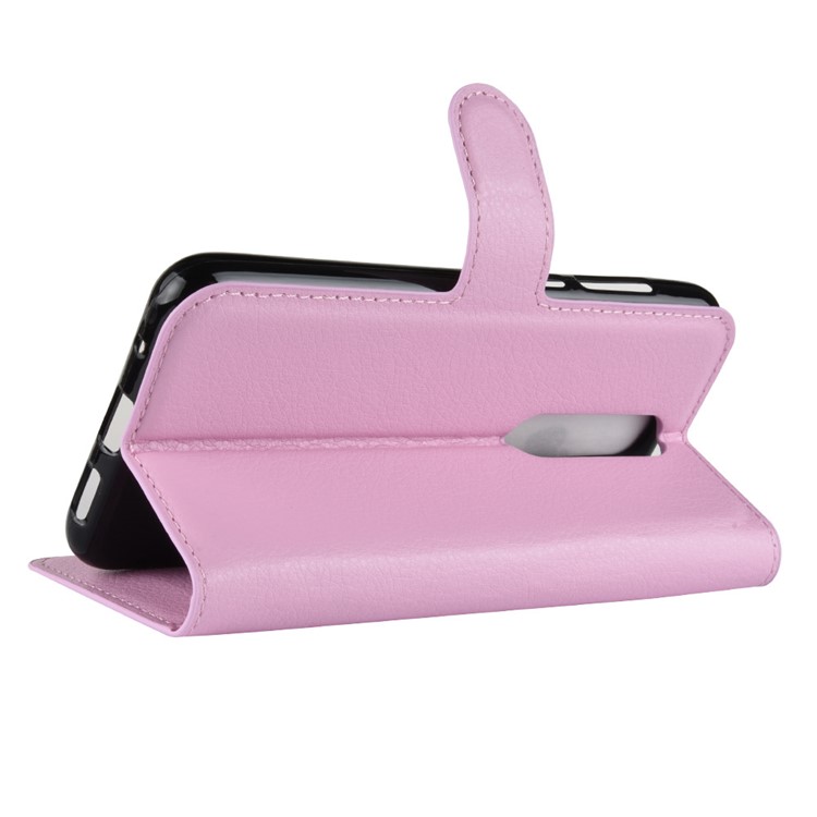 Litchi Skin Leather Stand Case with Card Slots for Nokia 5.1 Plus / X5 - Pink-6