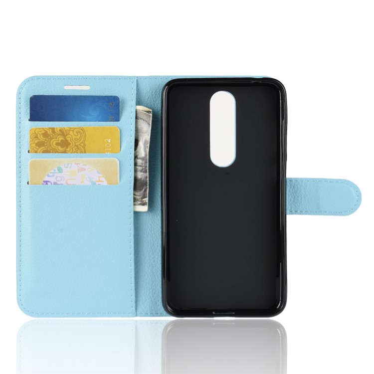 Caja De La Cartera Del Cuero De La PU De La Piel De Litchi Para Nokia 5.1 Más / X5 - Bebe Azul-5