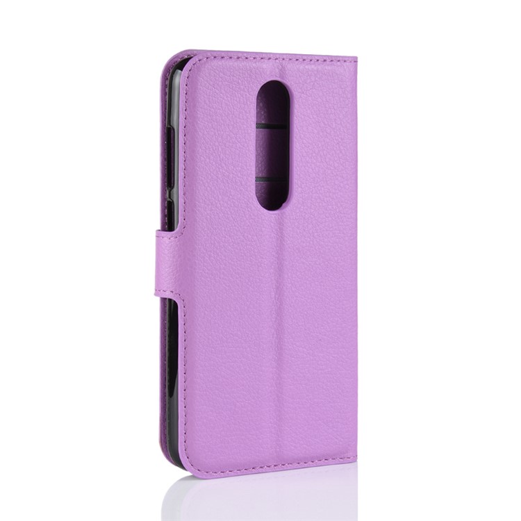 Litchi Skin Wallet Leather Protection Case for Nokia 5.1 Plus / X5 - Purple-3