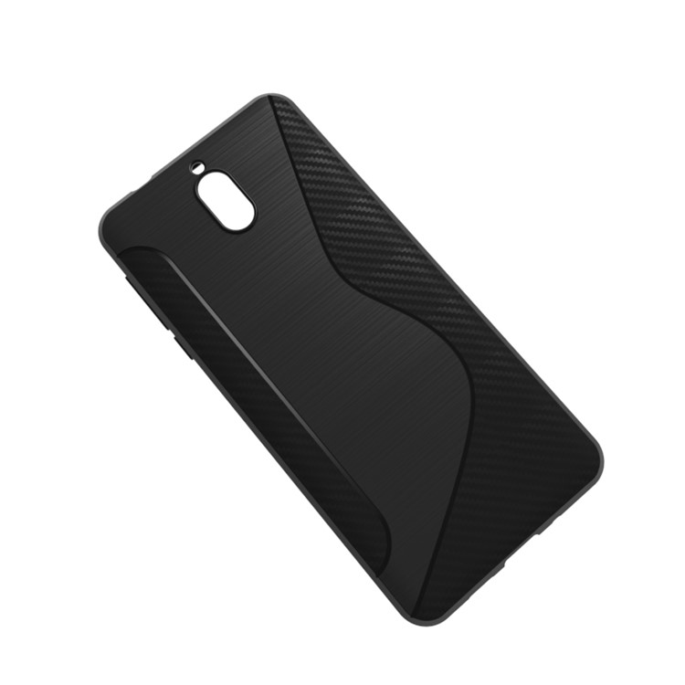 For Nokia 3.1 S Shape Carbon Fiber Texture Brushed TPU Cell Phone Case - Black-2