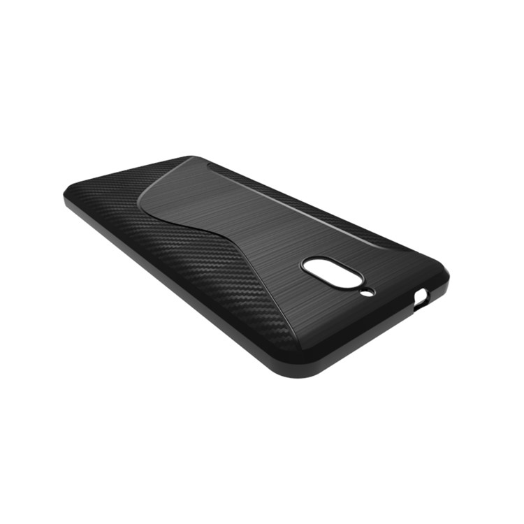 For Nokia 3.1 S Shape Carbon Fiber Texture Brushed TPU Cell Phone Case - Black-4