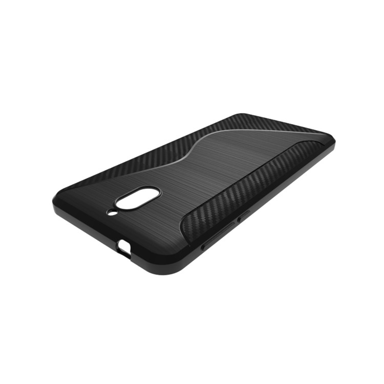 For Nokia 3.1 S Shape Carbon Fiber Texture Brushed TPU Cell Phone Case - Black-5