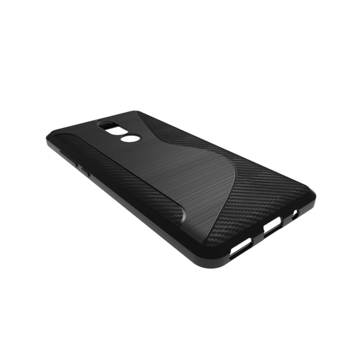 S Shape Carbon Fiber Texture Brushed TPU Phone Case for Nokia 5.1 - Black-3
