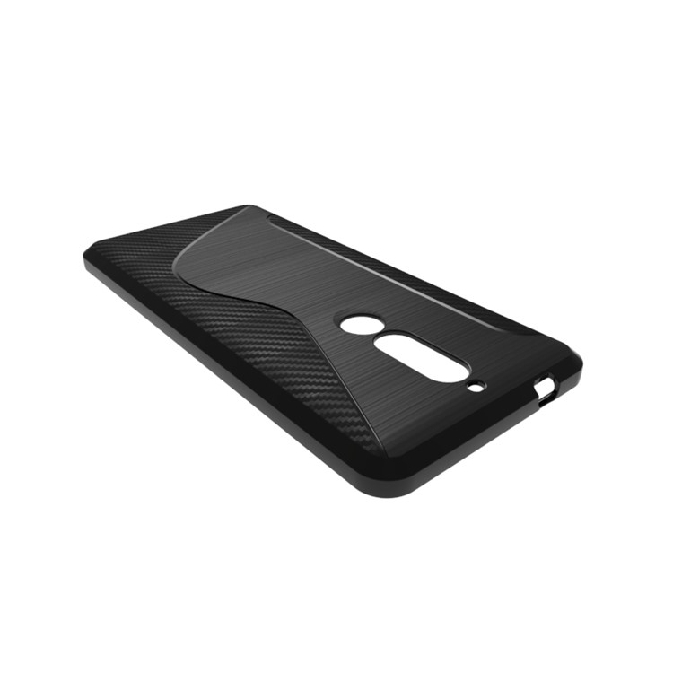 S Shape Carbon Fiber Texture Brushed TPU Phone Case for Nokia 5.1 - Black-4