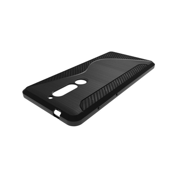 S Shape Carbon Fiber Texture Brushed TPU Phone Case for Nokia 5.1 - Black-5