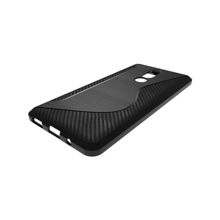 S Shape Carbon Fiber Texture Brushed TPU Phone Case for Nokia 5.1 - Black-6