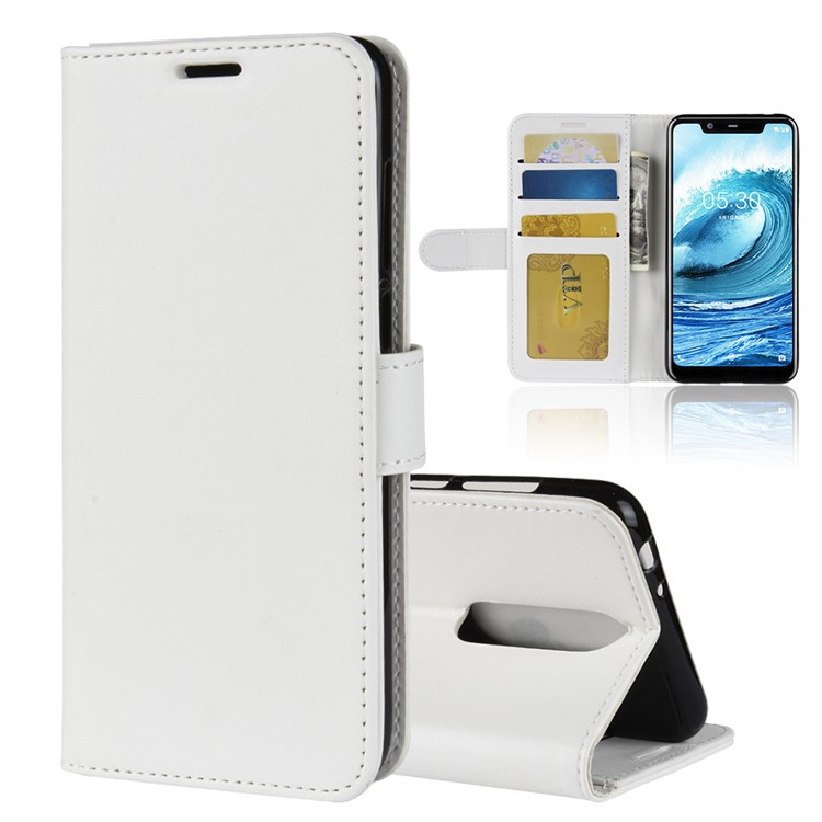 Crazy Horse Wallet Leather Stand Cover for Nokia 5.1 Plus / X5 - White-1