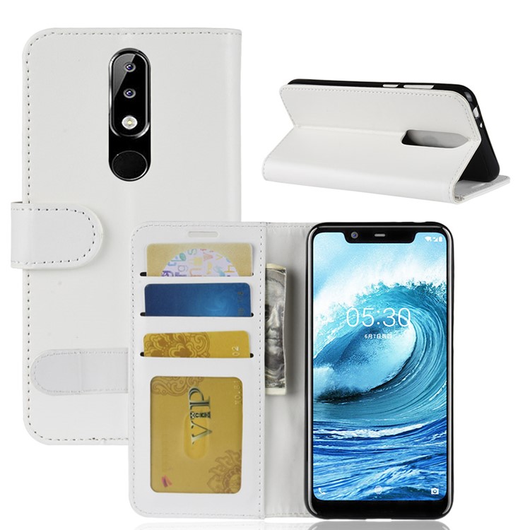 Crazy Horse Wallet Leather Stand Cover for Nokia 5.1 Plus / X5 - White-2