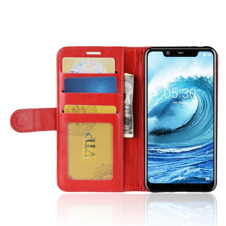 Crazy Horse Magnetic Leather Stand Case for Nokia 5.1 Plus / X5 - Red-5