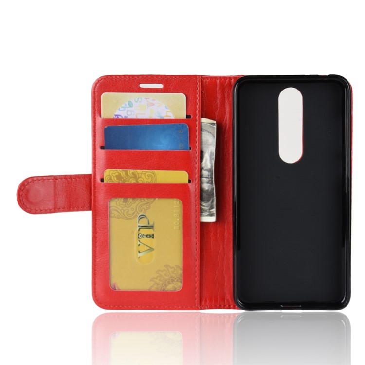 Crazy Horse Magnetic Leather Stand Case for Nokia 5.1 Plus / X5 - Red-6