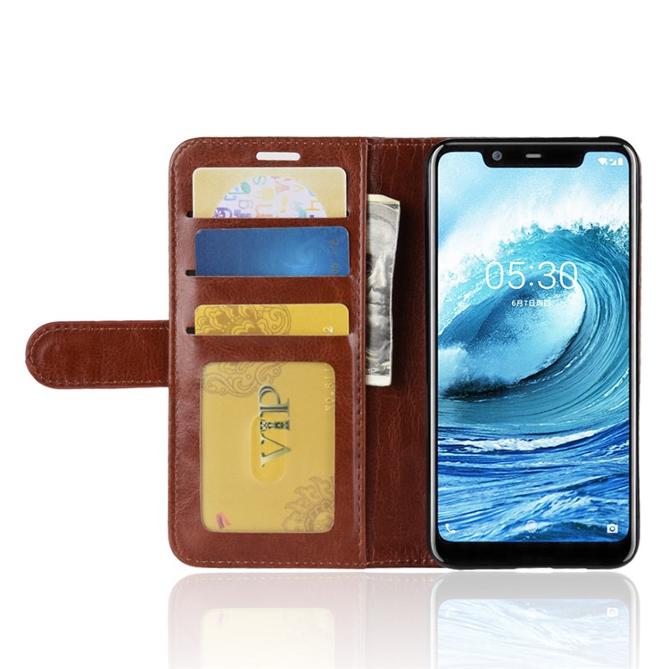 Crazy Horse Magnetic Leather Stand Cover for Nokia 5.1 Plus / X5 - Brown-5