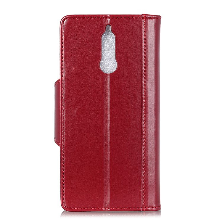 Leather Wallet Stand Mobile Phone Casing for Nokia 5.1 - Wine Red-4