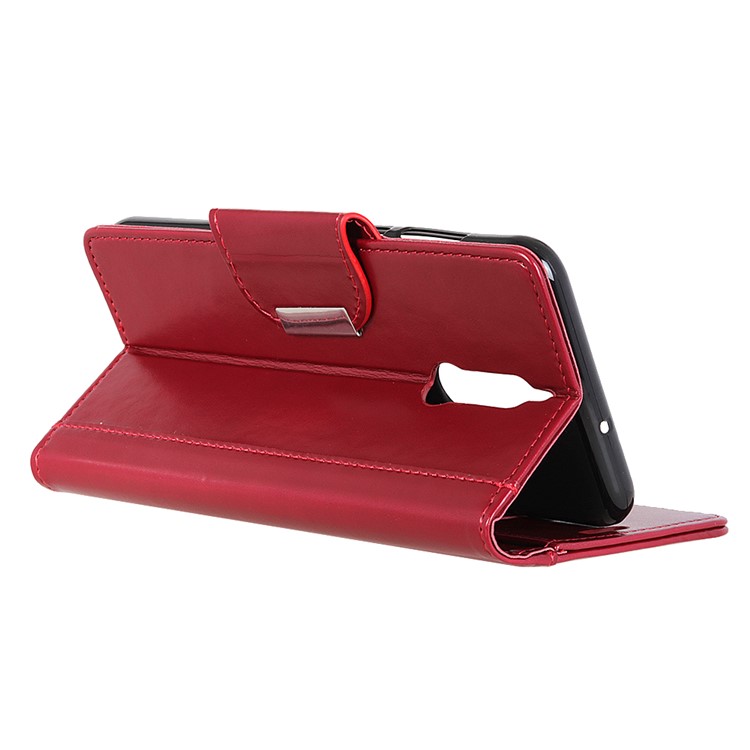 Leather Wallet Stand Mobile Phone Casing for Nokia 5.1 - Wine Red-6