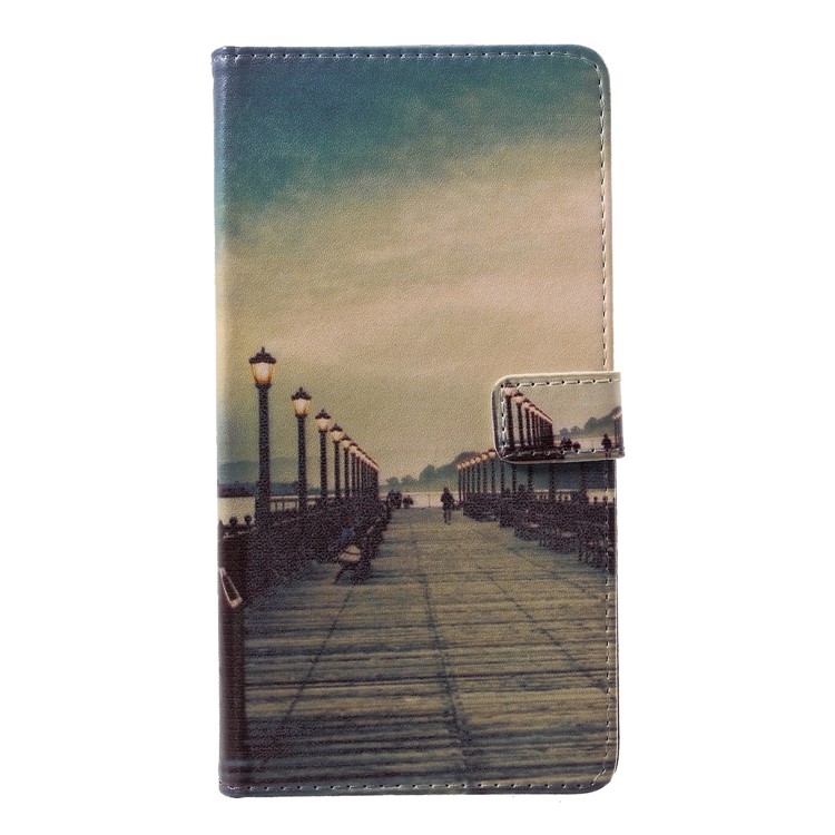 Pattern Printing Wallet Leather Phone Casing with Stand for Nokia 2.1 - Dock at Sunset-3