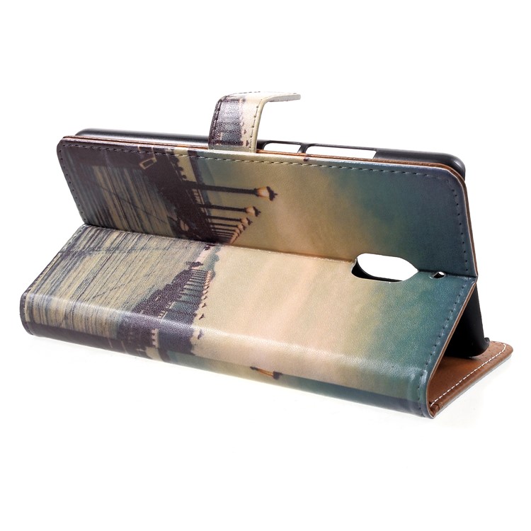 Pattern Printing Wallet Leather Phone Casing with Stand for Nokia 2.1 - Dock at Sunset-4