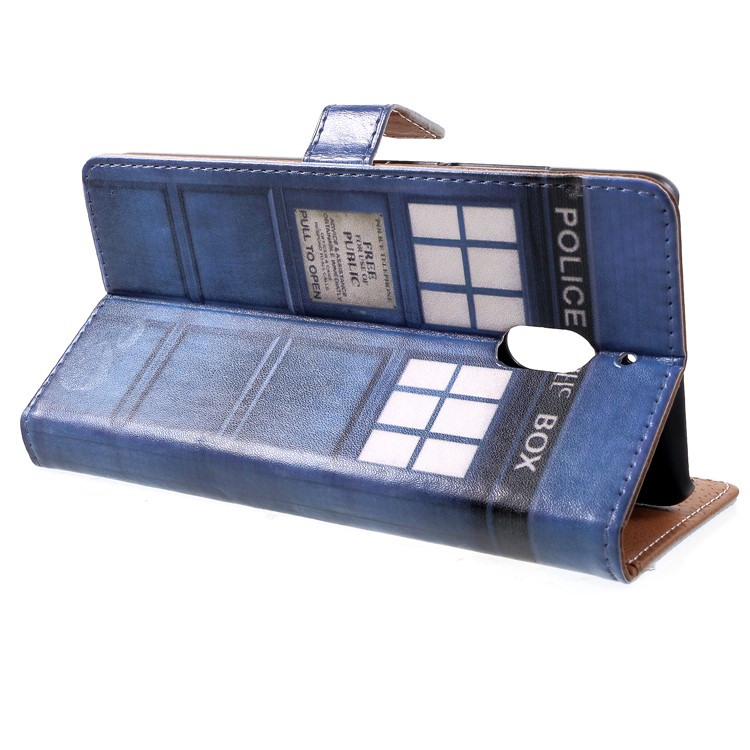 Pattern Printing Wallet Leather Phone Cover with Stand for Nokia 2.1 - Police Public Call Box-4