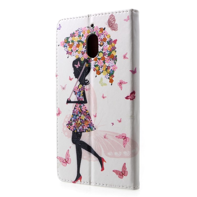 Pattern Printing Wallet Leather Flip Stand Cell Phone Cover for Nokia 2.1 - Flowered Girl Holding Umbrella-2
