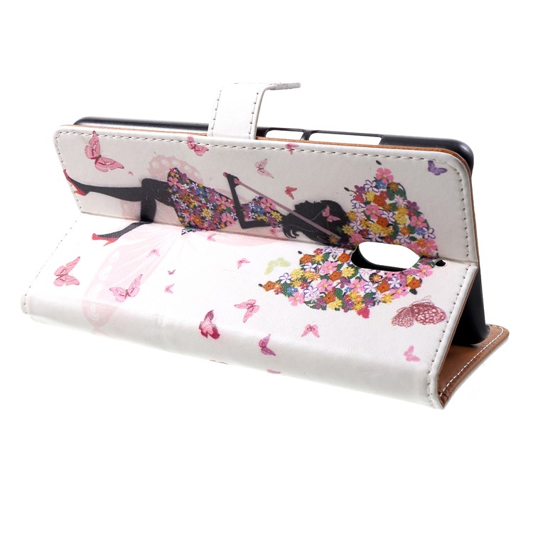 Pattern Printing Wallet Leather Flip Stand Cell Phone Cover for Nokia 2.1 - Flowered Girl Holding Umbrella-4