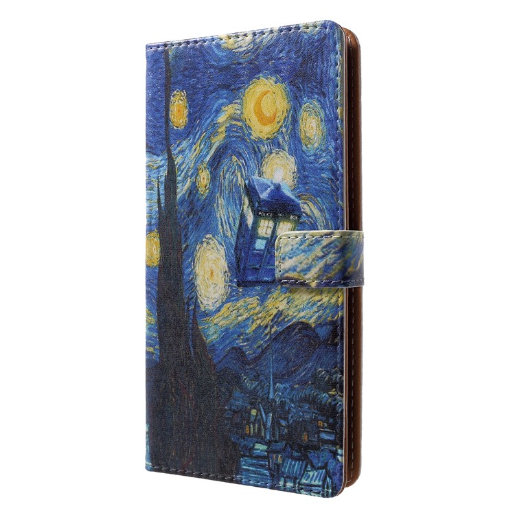 Pattern Printing Wallet Leather Flip Stand Cell Phone Shell for Nokia 2.1 - Starry Night-3