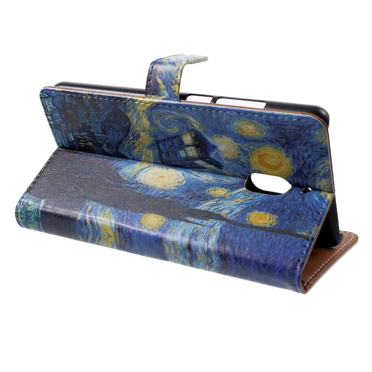 Pattern Printing Wallet Leather Flip Stand Cell Phone Shell for Nokia 2.1 - Starry Night-4