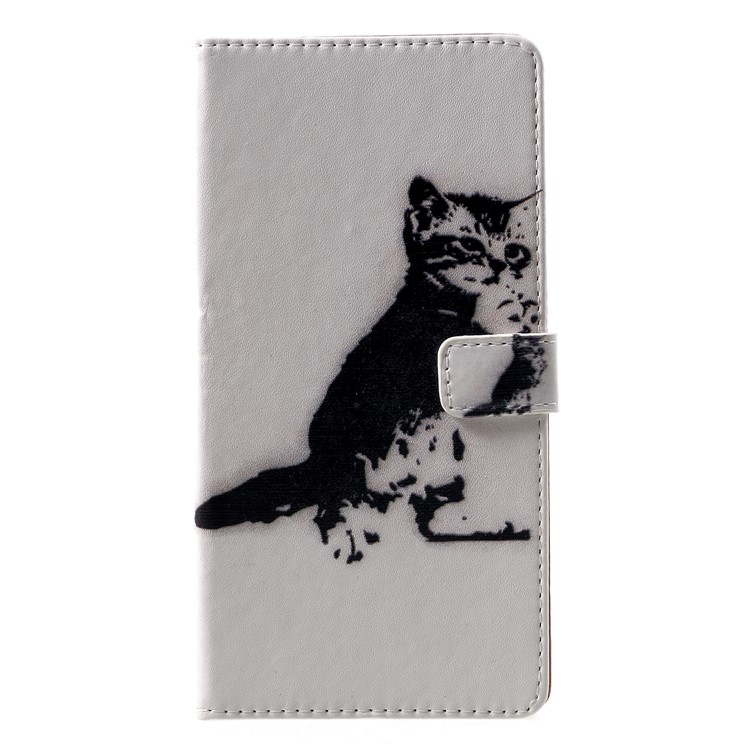 Pattern Printing PU Leather Magnetic Wallet Mobile Case for Nokia 2.1 - Black and White Cat-1