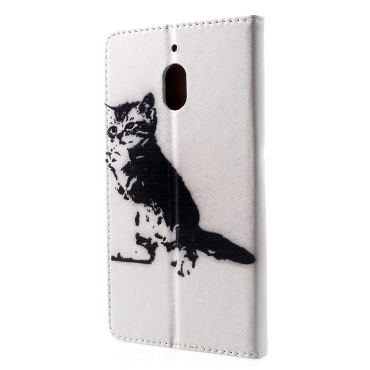 Pattern Printing PU Leather Magnetic Wallet Mobile Case for Nokia 2.1 - Black and White Cat-2