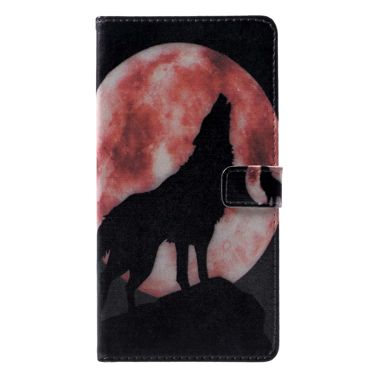 Pattern Printing PU Leather Magnetic Wallet Mobile Shell for Nokia 2.1 - Wolf Howling at the Moon-1